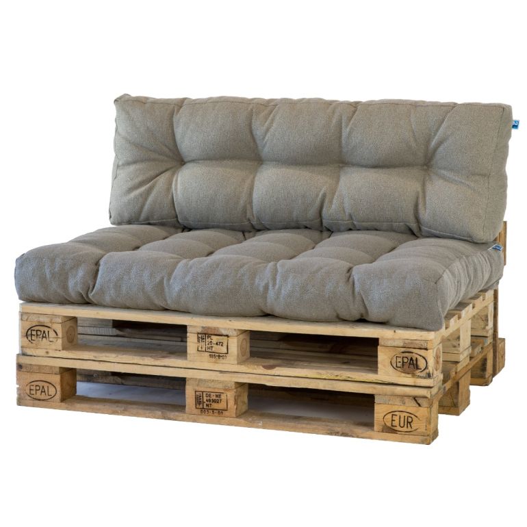 2L Home & Garden Palletkussen Set  Beige - Palletkussen met rugkussen